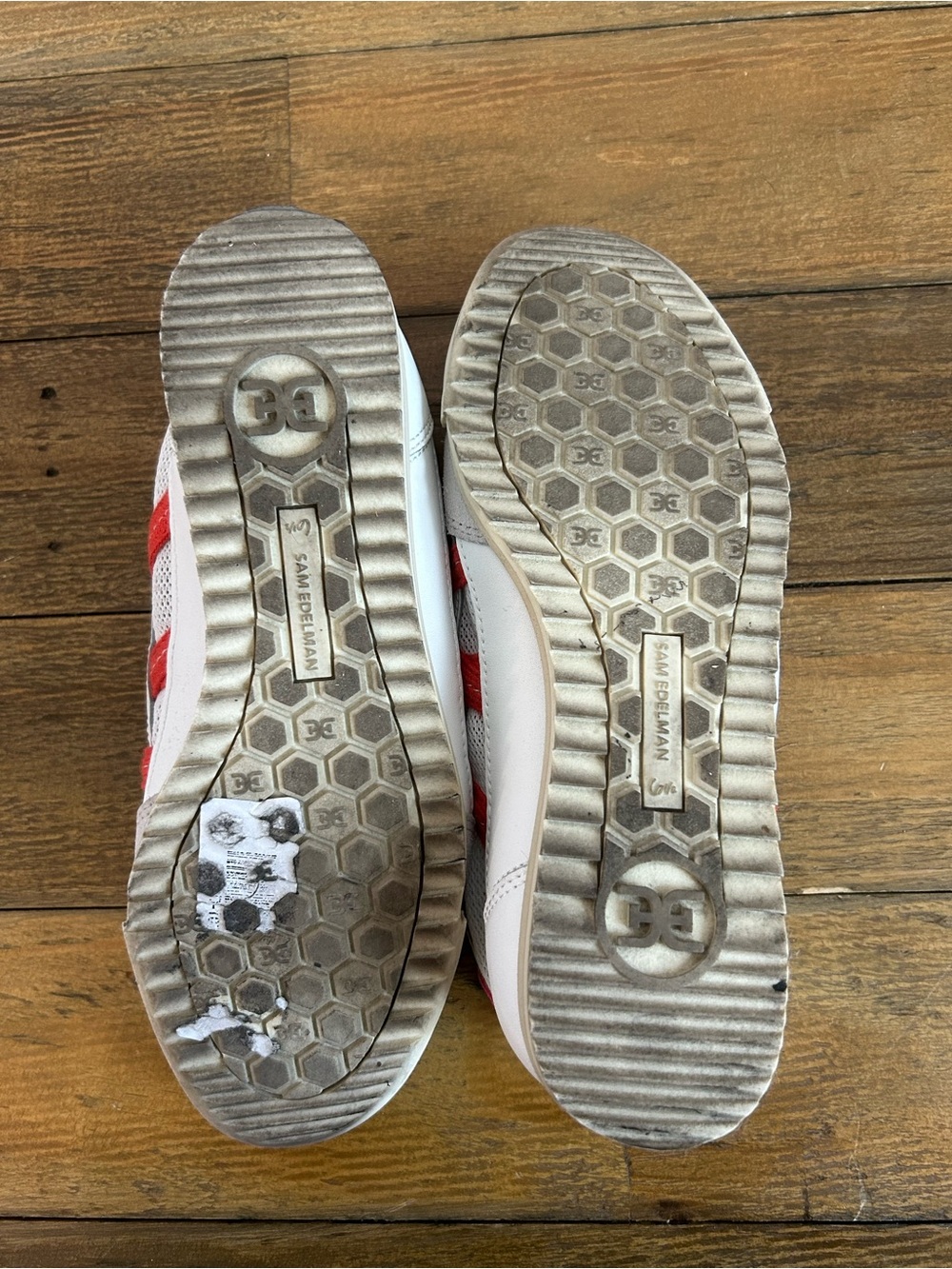 Sam Edelman Irma White & Red Sneakers with Suede Toe - Picture 14 of 15